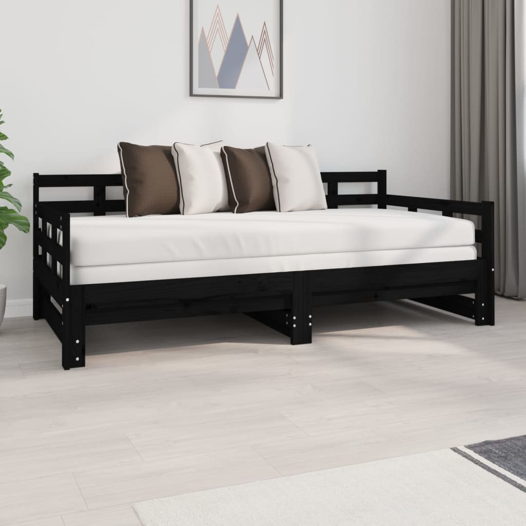 Vetonek Sofá cama extraíble sin colchón negro 2x(90x190) cm