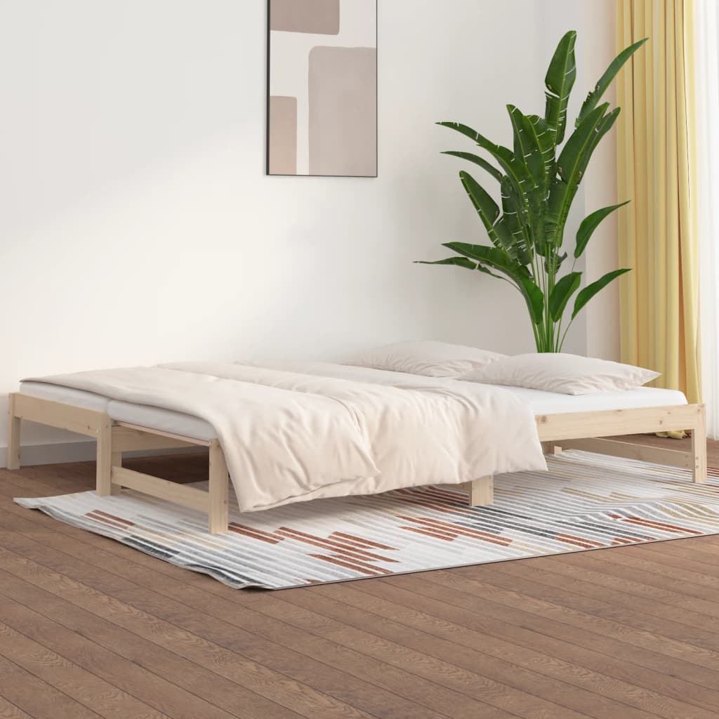 Vetonek Sofá cama extraíble madera maciza de pino 2x(90x200) cm