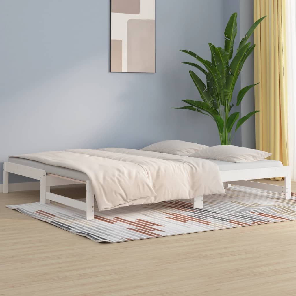 Vetonek Sofá cama extraíble sin colchón blanco 2x(90x200) cm