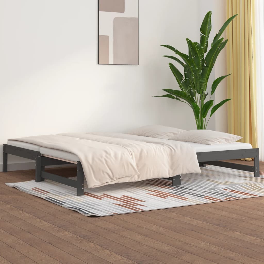 Vetonek Sofá cama extraíble sin colchón gris 2x(90x200) cm