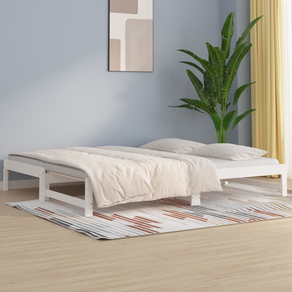 Vetonek Sofá cama extraíble madera maciza de pino blanco 2x(80x200) cm