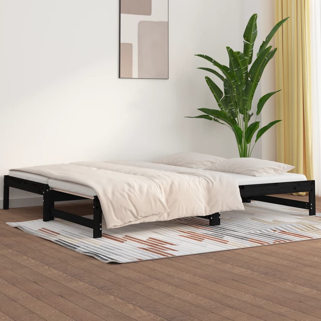 Vetonek Sofá cama extraíble sin colchón negro 2x(80x200) cm