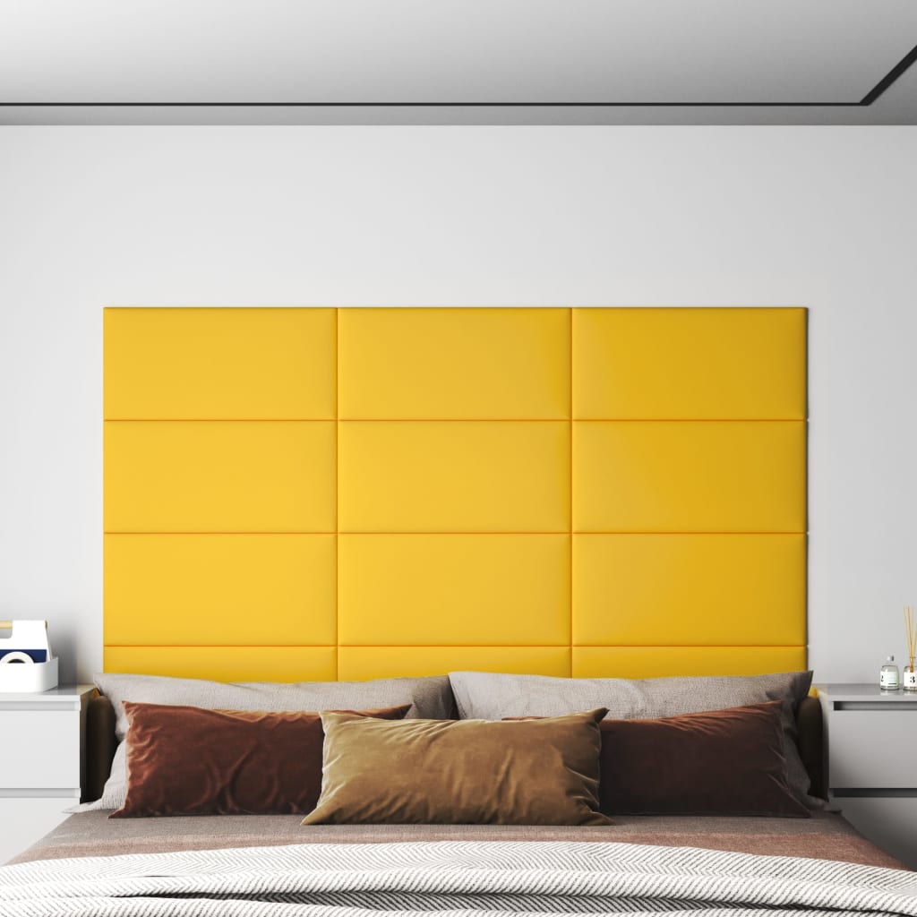 Vetonek Paneles de pared 12 uds terciopelo amarillo 60x30 cm 2,16 m²