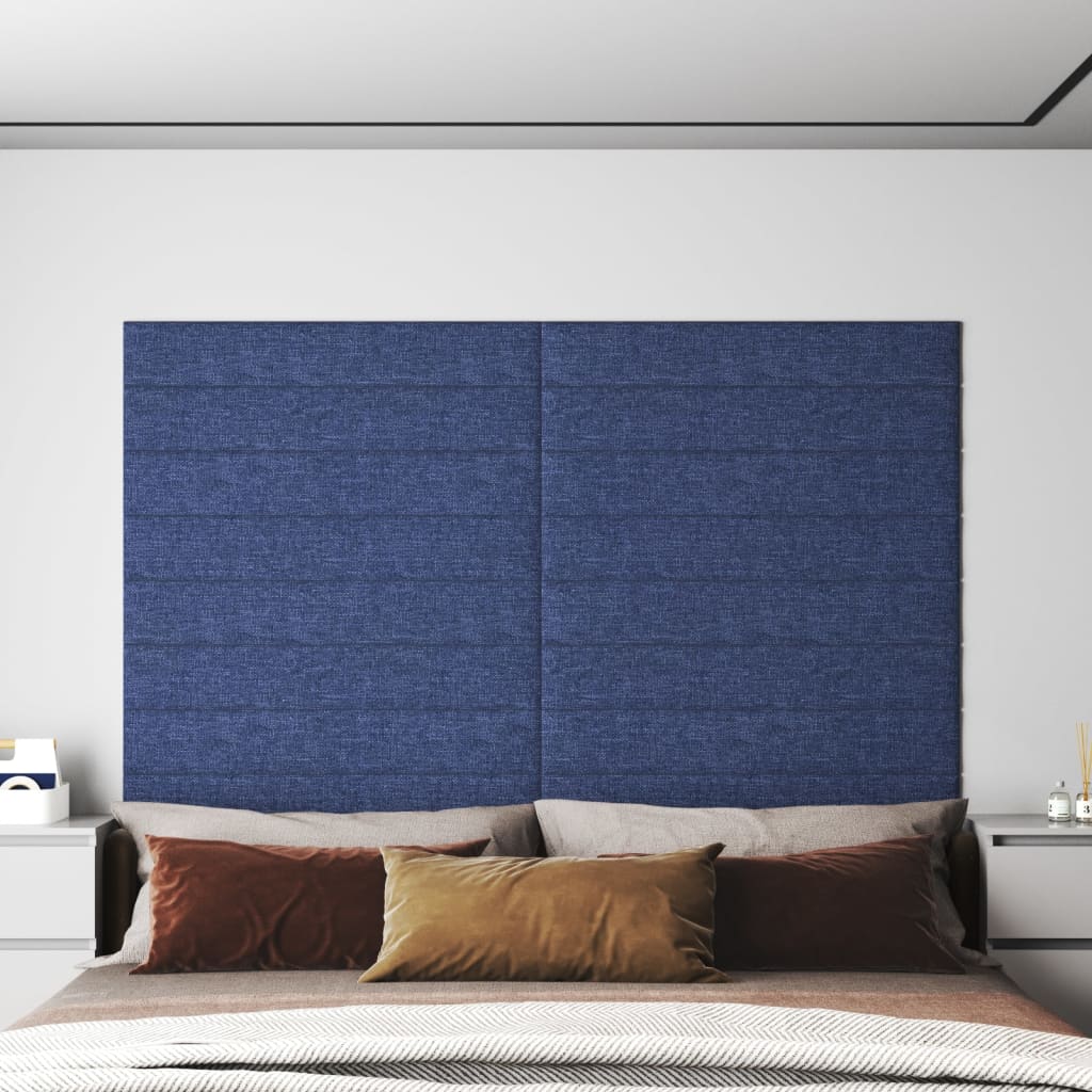 Vetonek Paneles de pared 12 uds tela azul 90x15 cm 1,62 m²