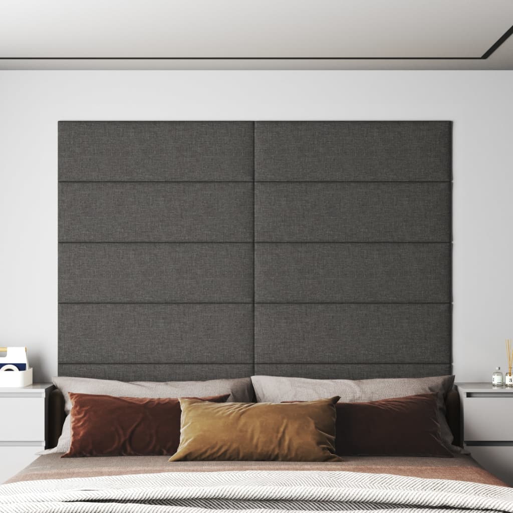 Vetonek Paneles de pared 12 uds tela gris oscuro 90x30 cm 3,24 m²