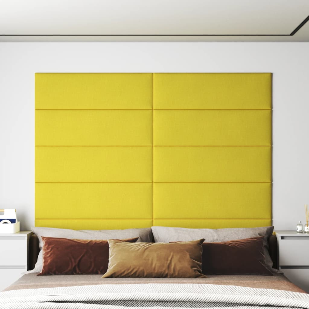 Vetonek Paneles de pared 12 uds tela amarillo claro 90x30 cm 3,24 m²