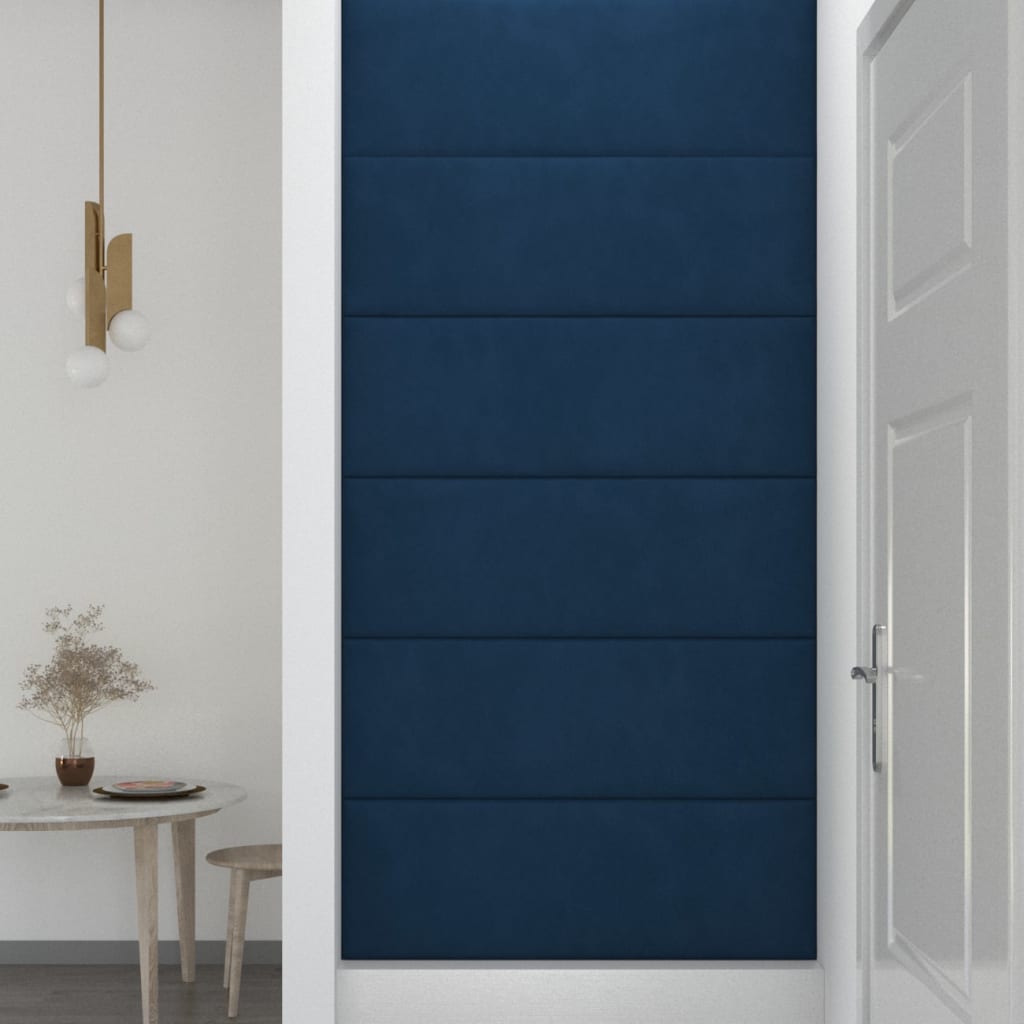 Paneles de pared 12 uds terciopelo azul 90x30 cm 3,24 m² V18