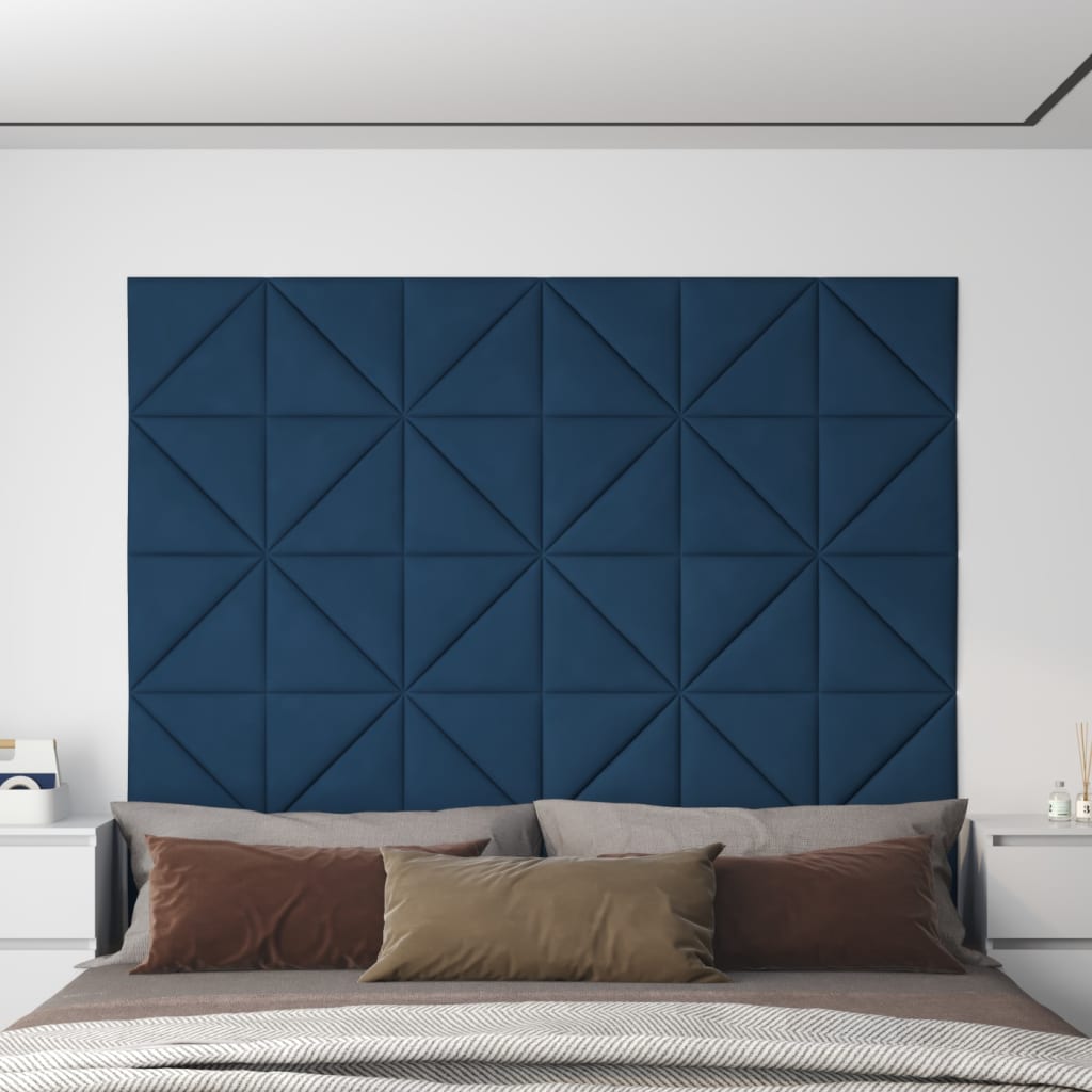 Vetonek Paneles de pared 12 uds terciopelo azul 30x30 cm 0,54 m²