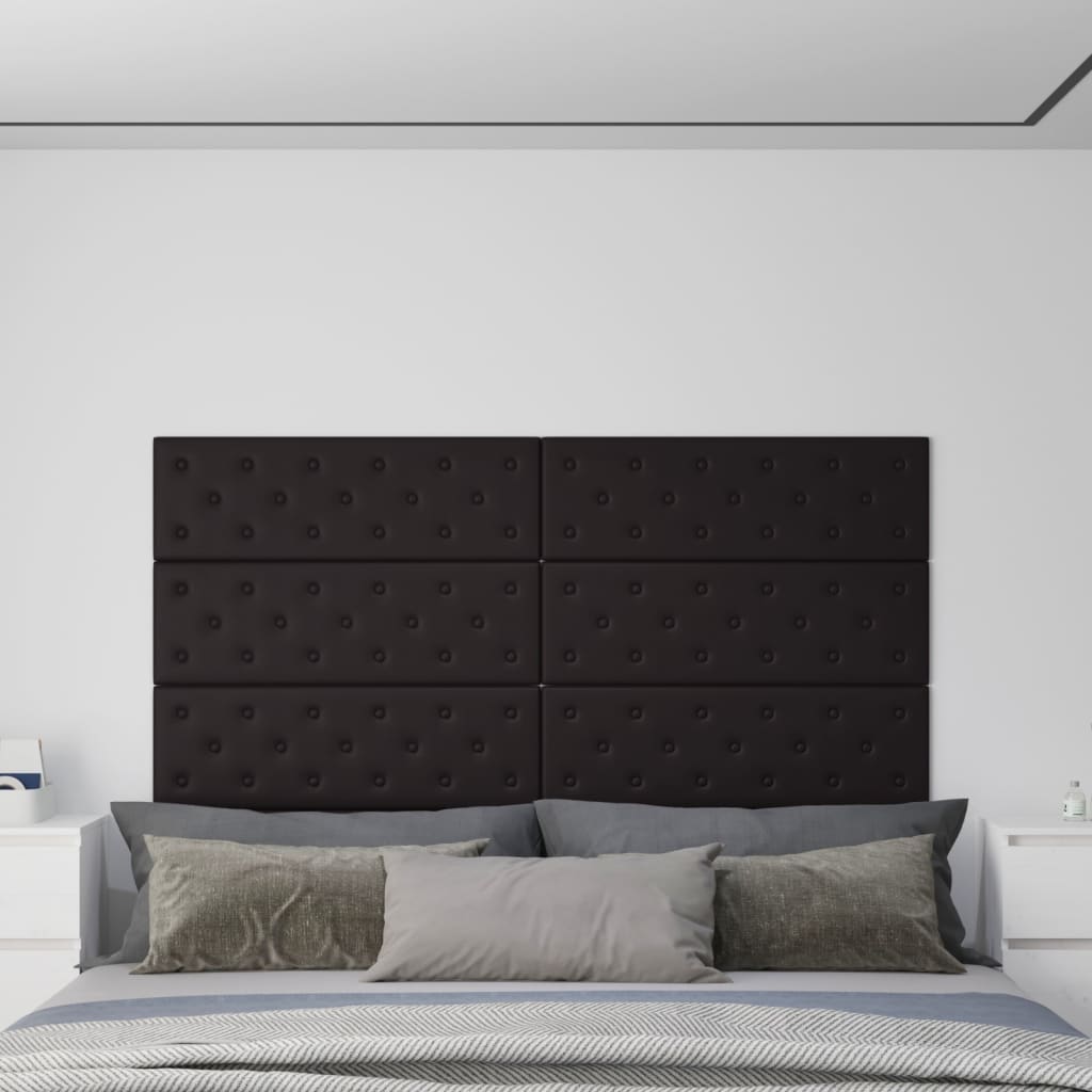 Vetonek Paneles de pared 12 uds cuero sintético negro 90x30 cm 3,24 m²