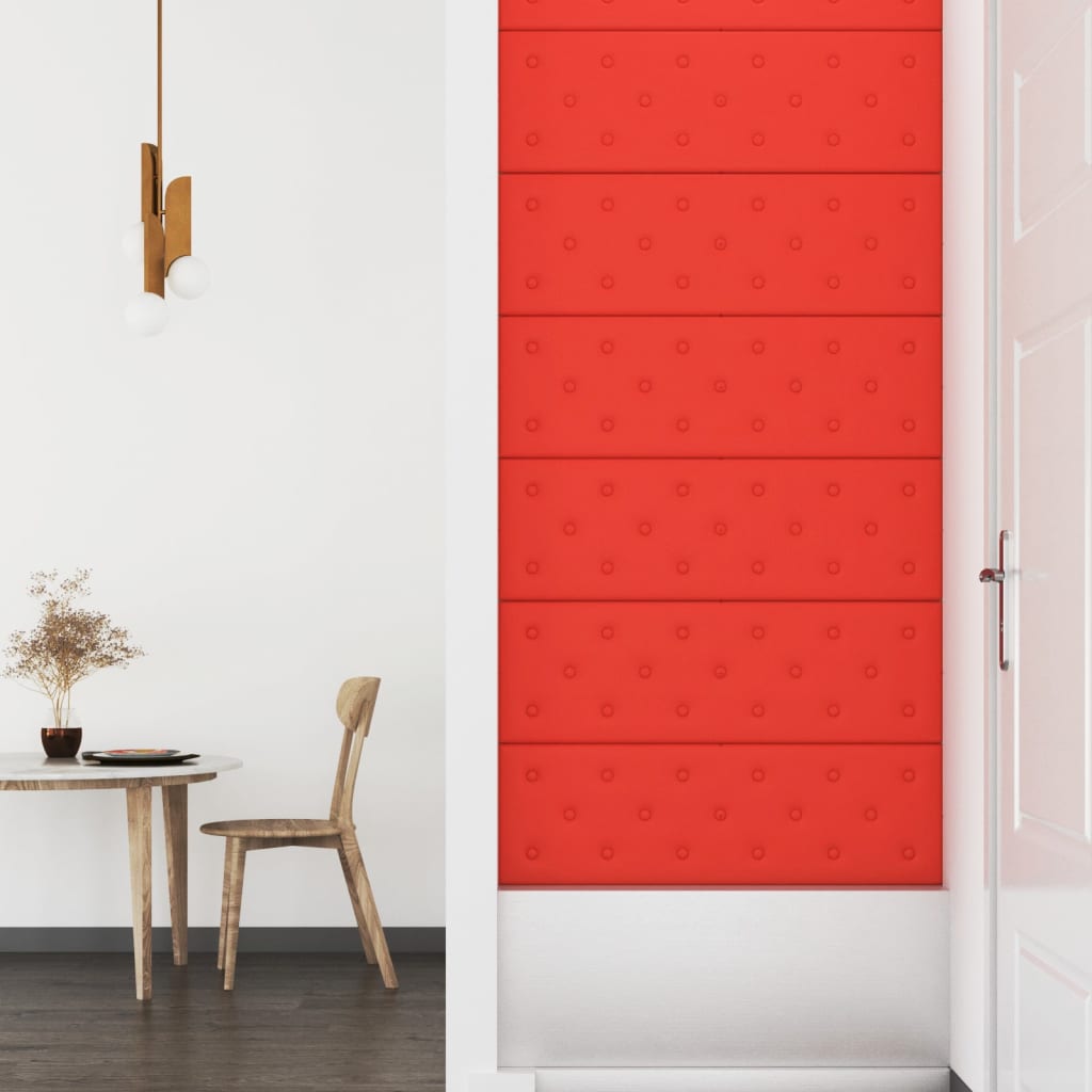 Paneles de pared 12 uds cuero sintético rojo 90x30 cm 3,24 m² V04