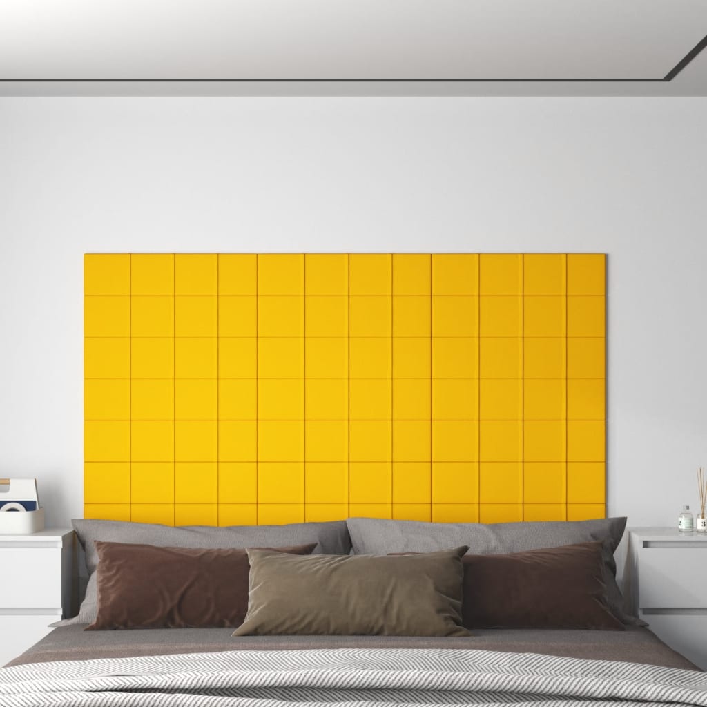 Vetonek Paneles de pared 12 uds terciopelo amarillo 60x15 cm 1,08 m²