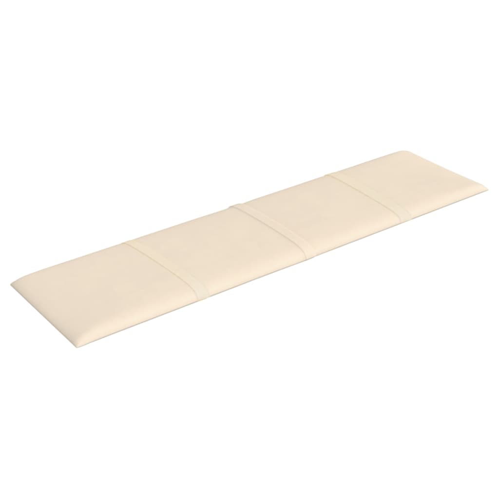 Paneles de pared 12 uds terciopelo color crema 60x15 cm 1,08 m² V71