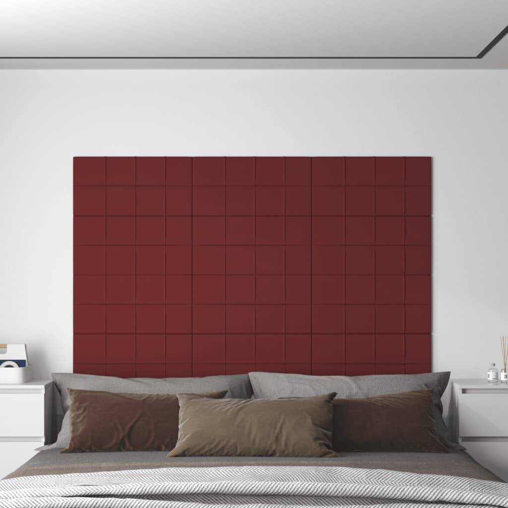 Vetonek Paneles de pared 12 uds tela rojo tinto 60x30 cm 2,16 m²