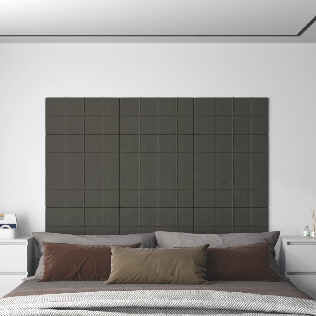 Vetonek Paneles de pared 12 uds terciopelo gris oscuro 60x30 cm 2,16 m²