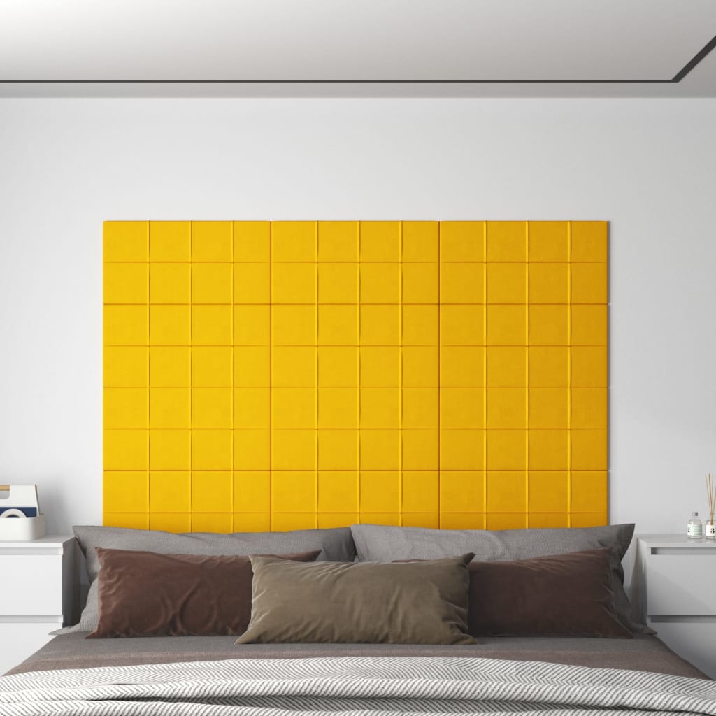 Vetonek Paneles de pared 12 uds terciopelo amarillo 60x30 cm 2,16 m²