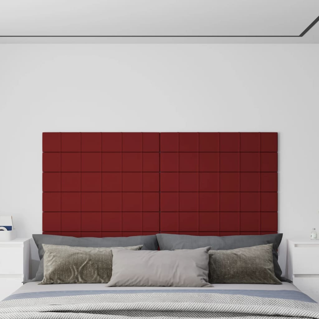 Vetonek Paneles de pared 12 uds tela rojo tinto 90x15 cm 1,62 m²