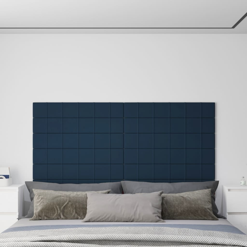 Vetonek Paneles de pared 12 uds terciopelo azul 90x15 cm 1,62 m²