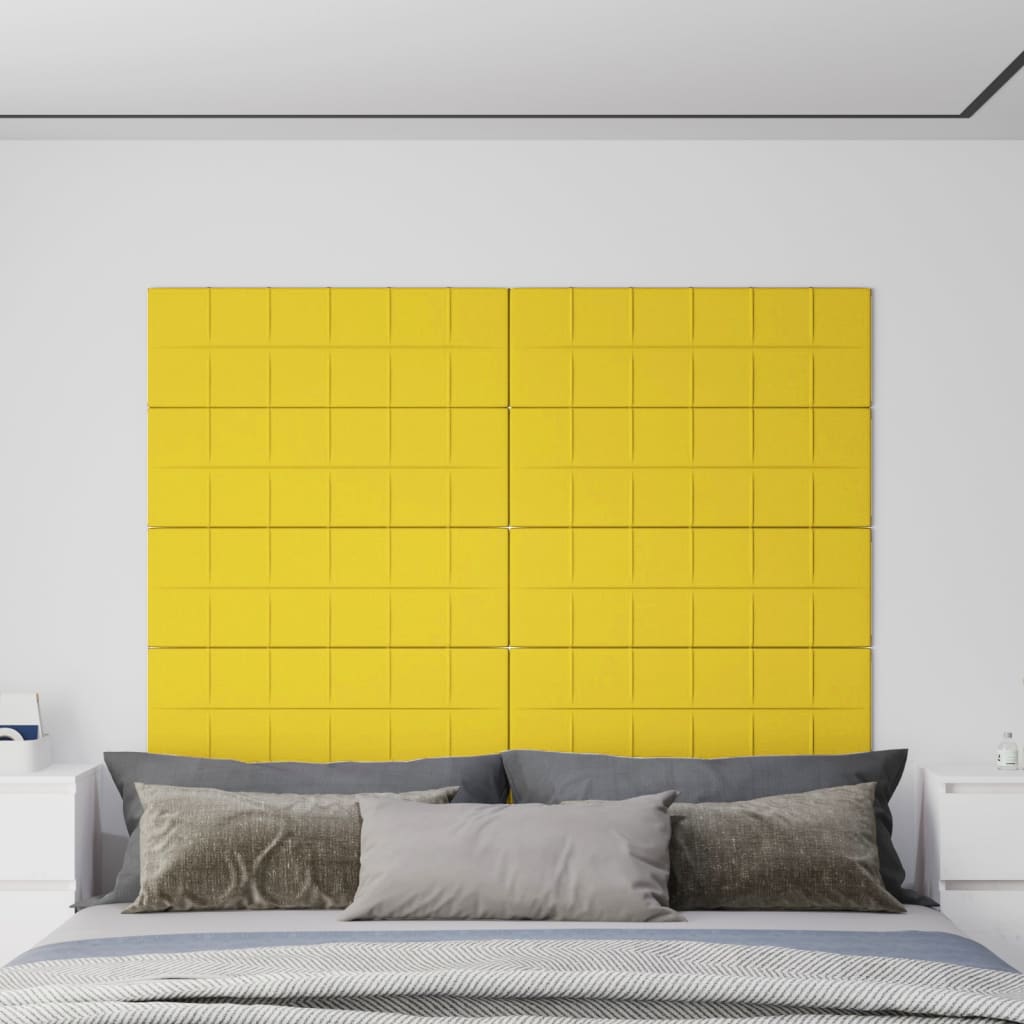 Vetonek Paneles de pared 12 uds tela amarillo claro 90x30 cm 3,24 m²