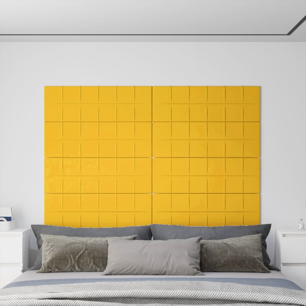 Vetonek Paneles de pared 12 uds terciopelo amarillo 90x30 cm 3,24 m²