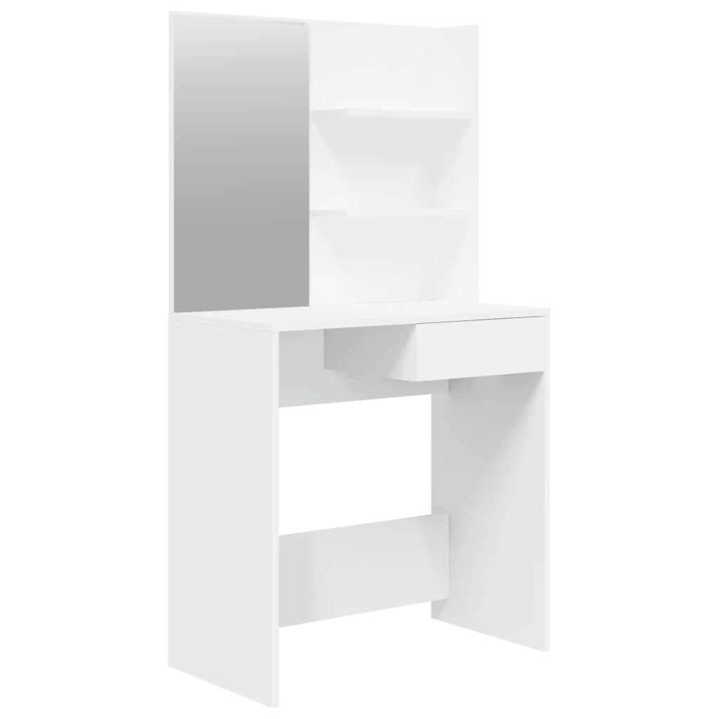 Mesa de penteado de espelho branco 74.5x40x141 cm