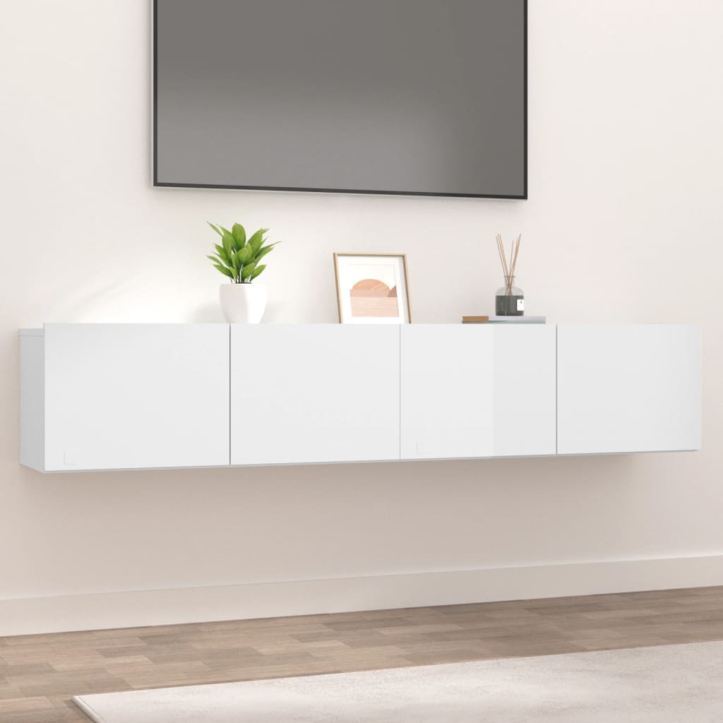 Vetonek Muebles de TV 2 uds madera ingeniería blanco brillo 80x30x30 cm