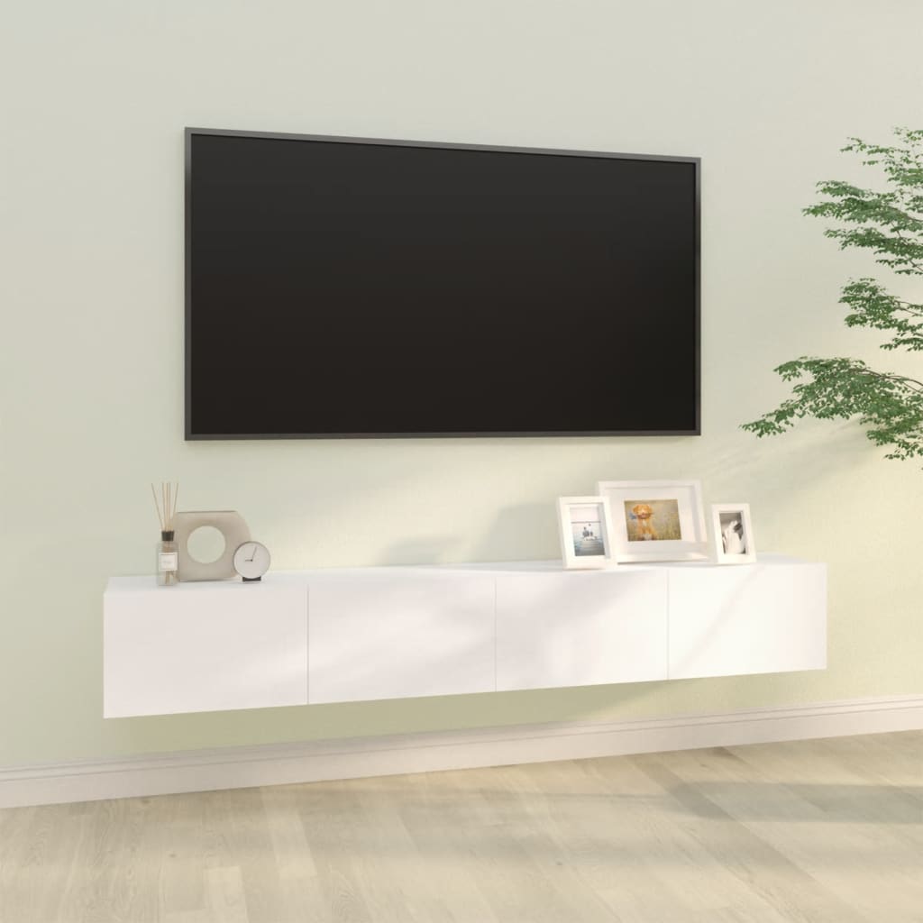 Vetonek Muebles TV de pared 2 uds madera ingeniería blanco 100x30x30 cm