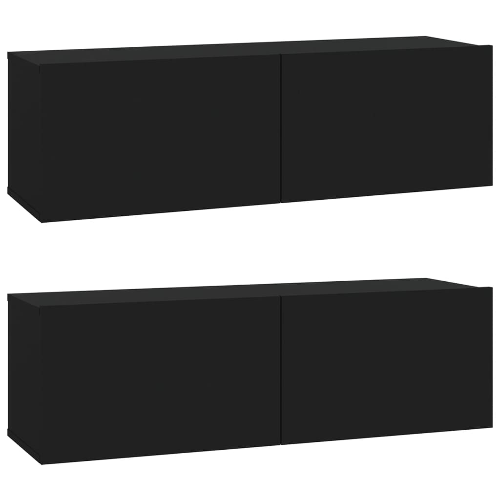 Muebles TV pared 2 uds madera negro 100x30x30 cm vidaXL