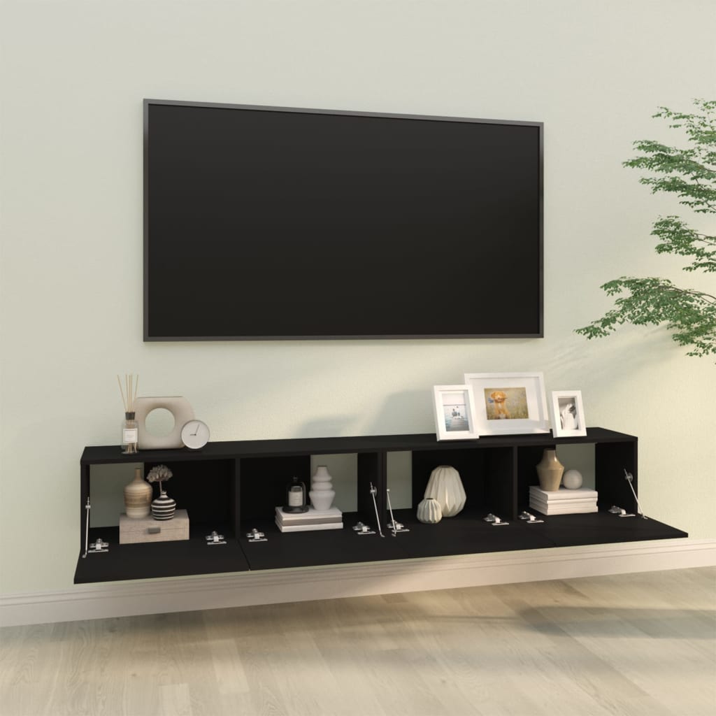 Muebles TV pared 2 uds madera negro 100x30x30 cm vidaXL