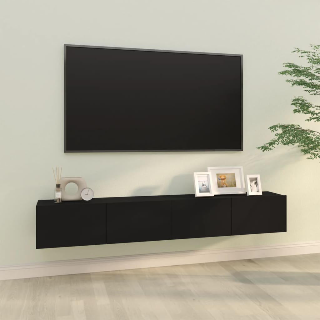 Vetonek Muebles TV pared 2 uds madera contrachapada negro 100x30x30 cm