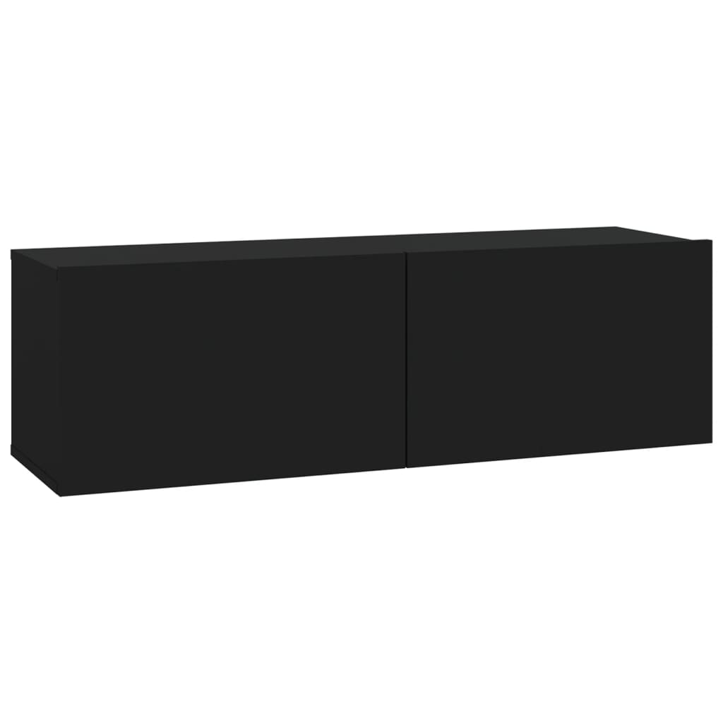 Muebles TV pared 2 uds madera negro 100x30x30 cm vidaXL