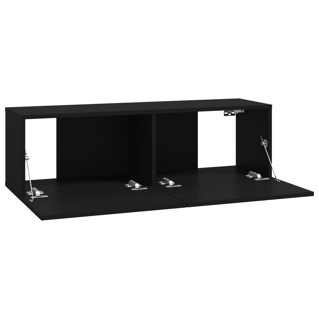 Muebles TV pared 2 uds madera negro 100x30x30 cm vidaXL