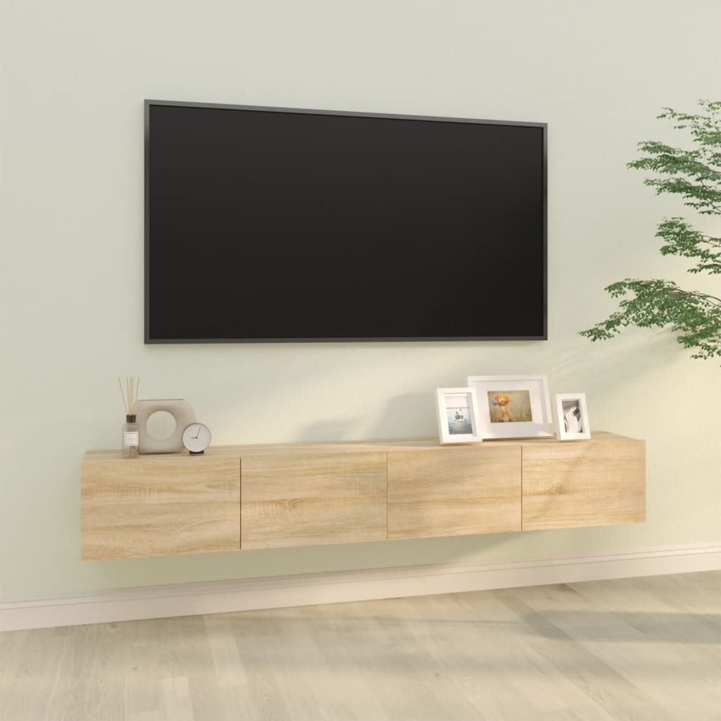 Vetonek Muebles TV de pared 2 uds madera ingeniería roble 100x30x30 cm