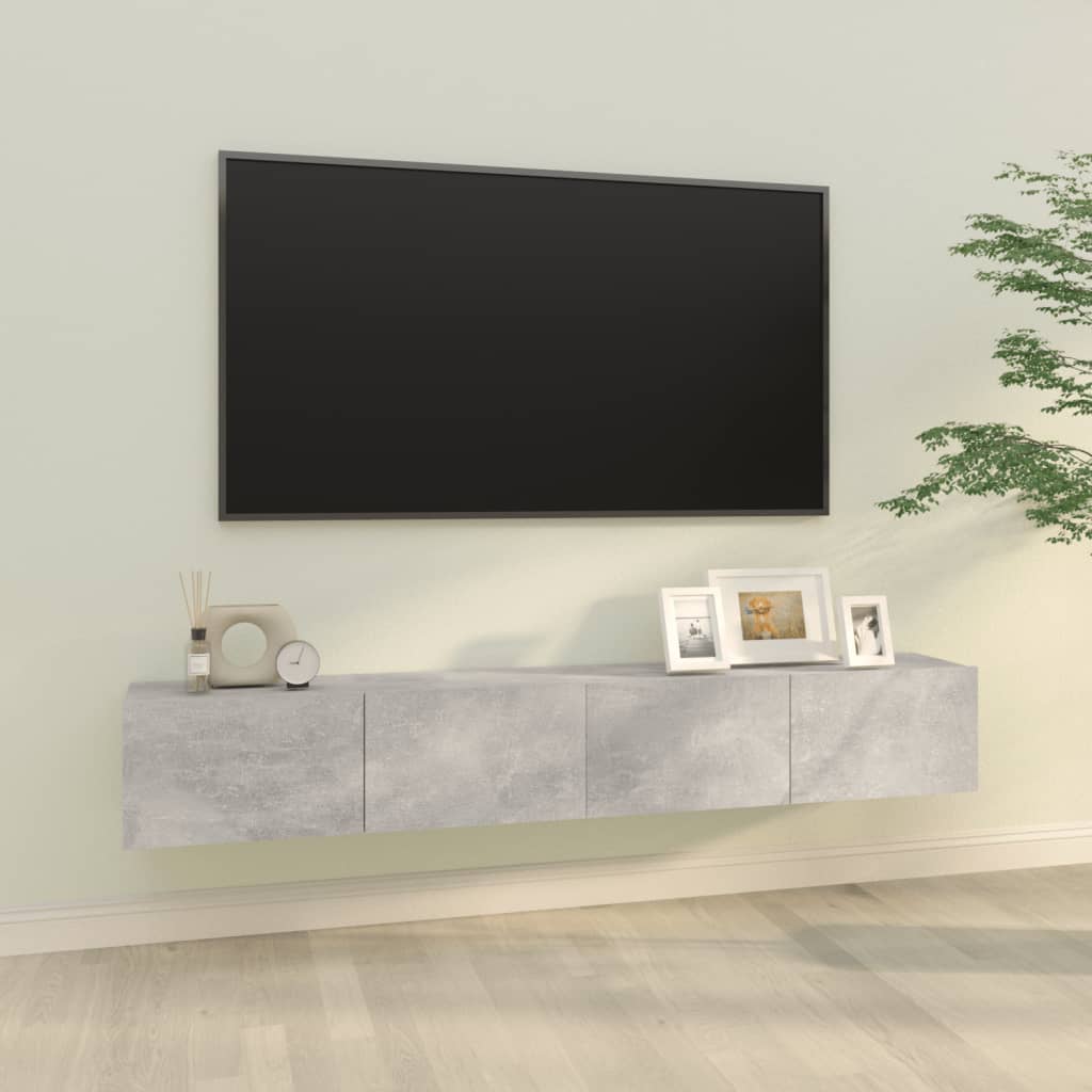 Vetonek Mueble TV de pared 2 uds madera contrachapada gris 100x30x30cm