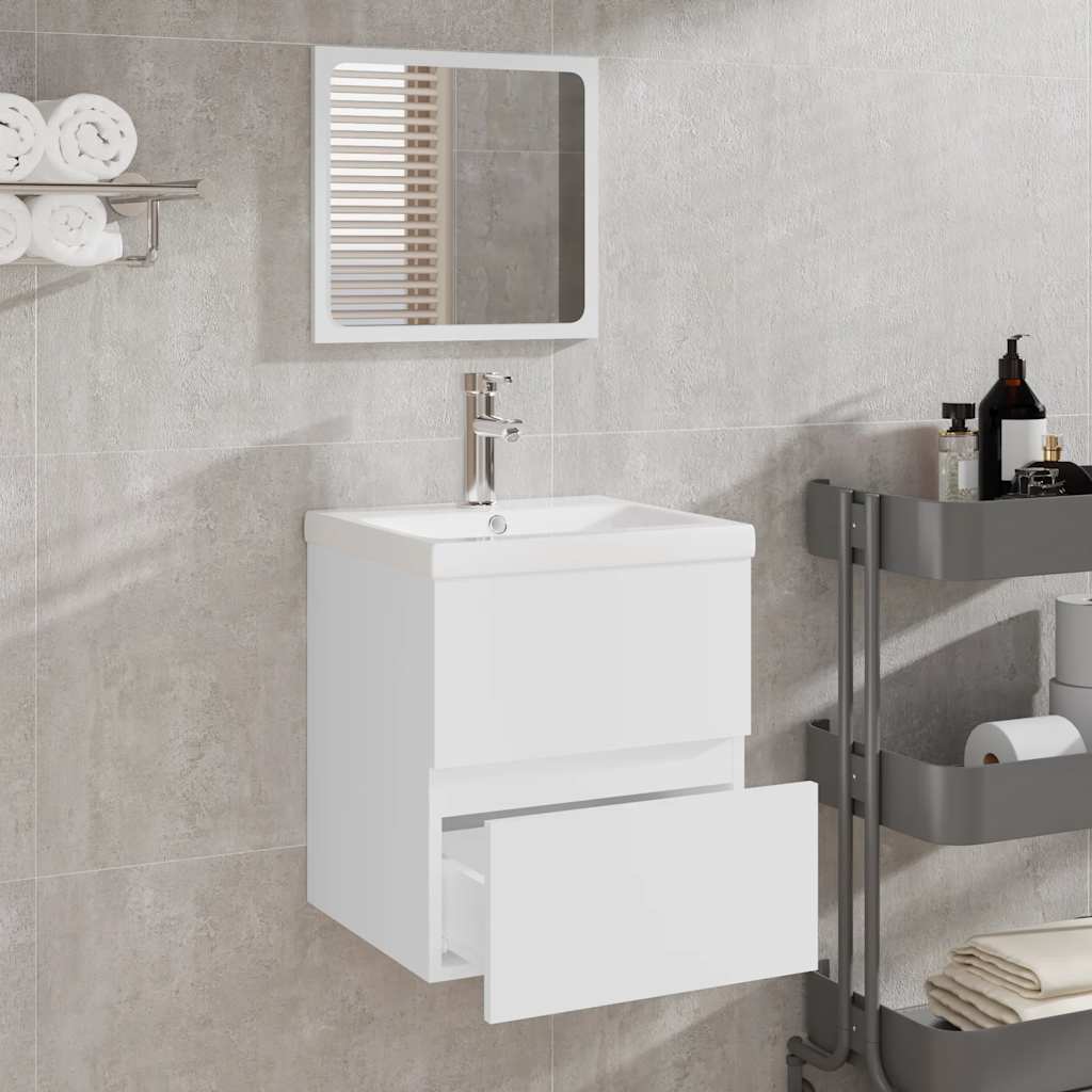 Armario de baño con espejo madera de ingeniería blanco V8326 Vetonek