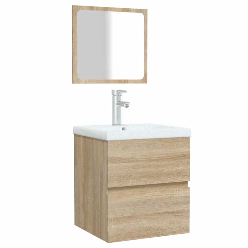 Armario de baño con espejo madera de ingeniería roble Sonoma V8340 Vetonek