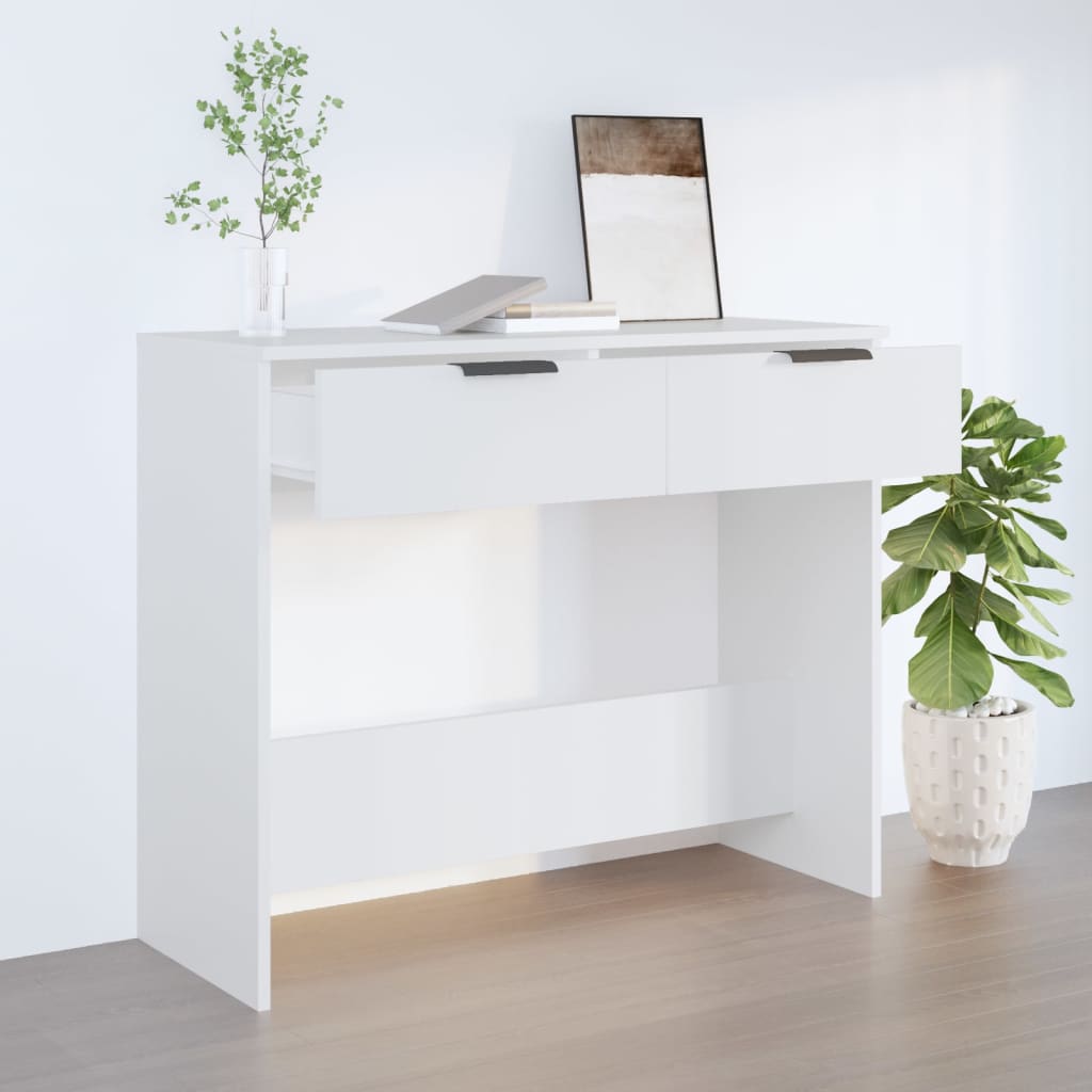 Vetonek Mesa consola de madera contrachapada blanco 90x36x75 cm