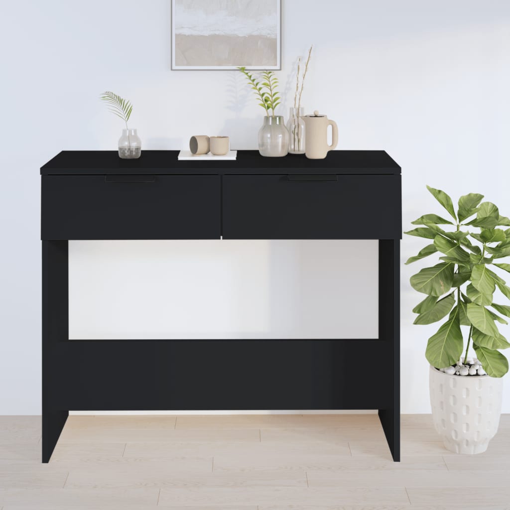 Vetonek Mesa consola madera de ingeniería negro 90x36x75 cm