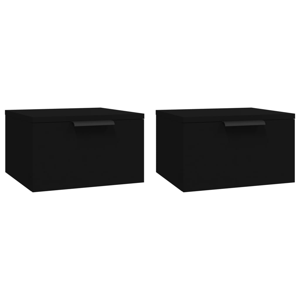 Mesitas de noche de pared 2 uds negro 34x30x20 cm vidaXL