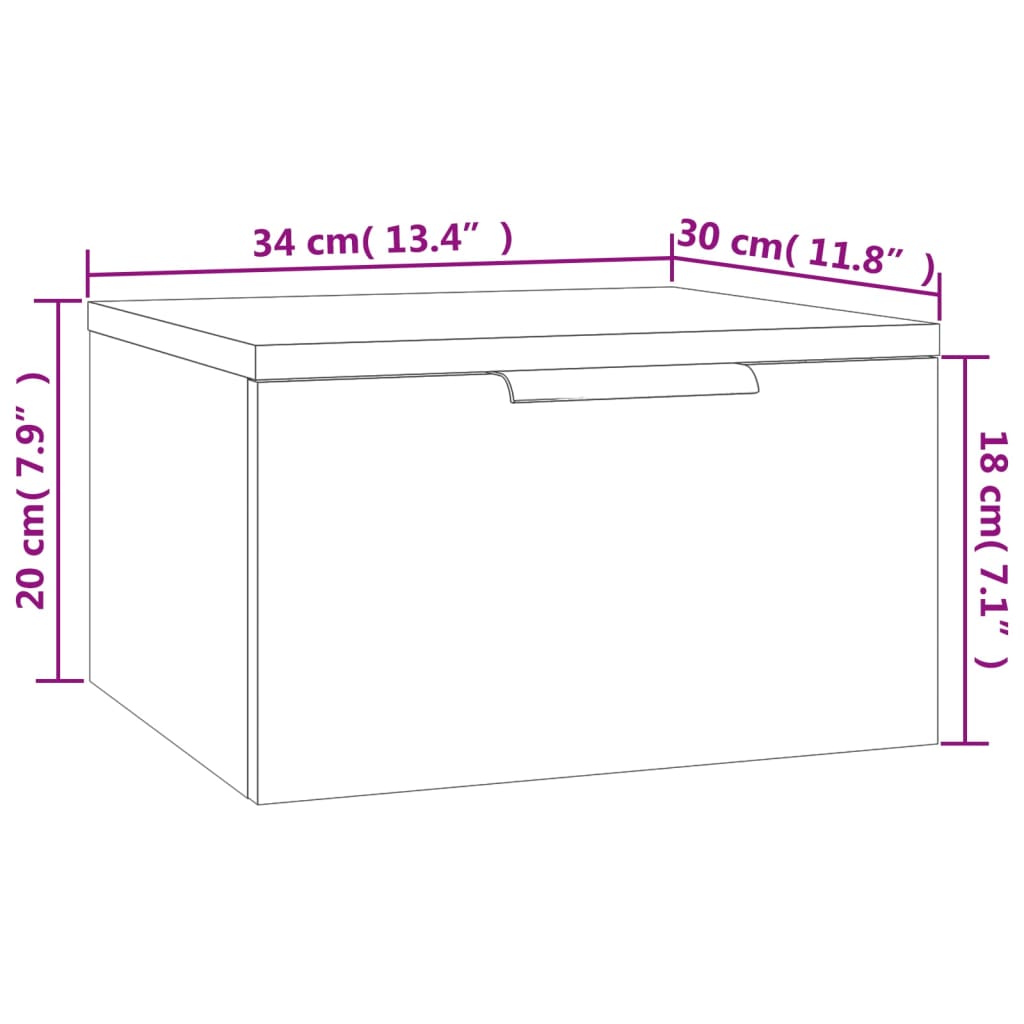 Mesitas de noche de pared 2 uds negro 34x30x20 cm vidaXL