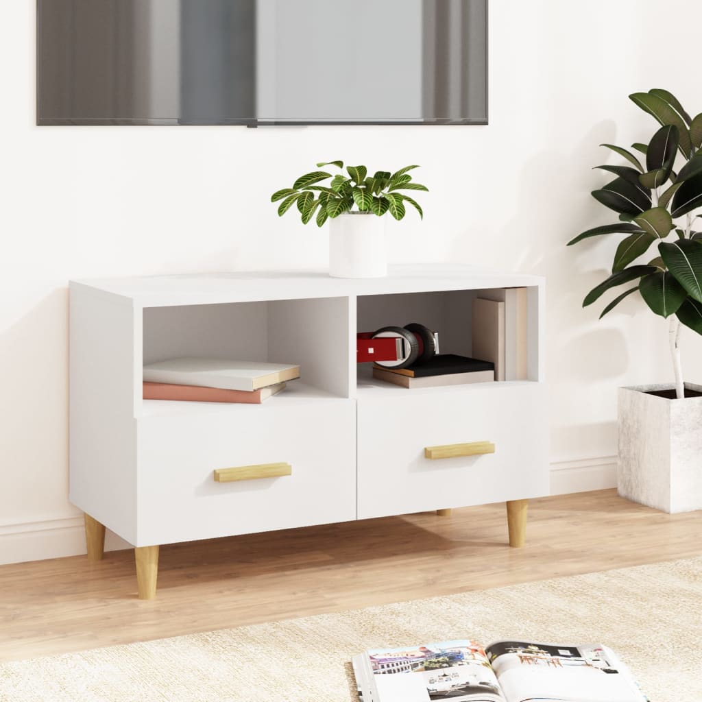 Vetonek Mueble para TV madera contrachapada blanco 80x36x50 cm