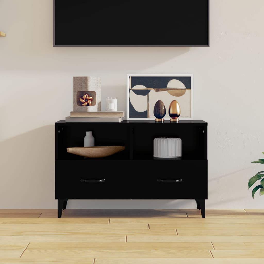 Vetonek Mueble para TV madera contrachapada negro 80x36x50 cm