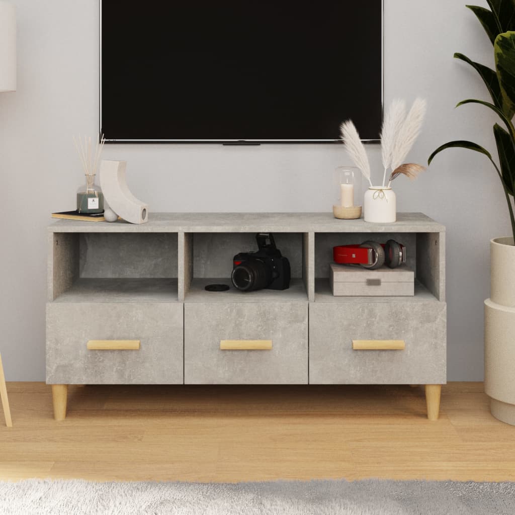 Vetonek Mueble de TV madera de ingeniería gris hormigón 102x36x50 cm