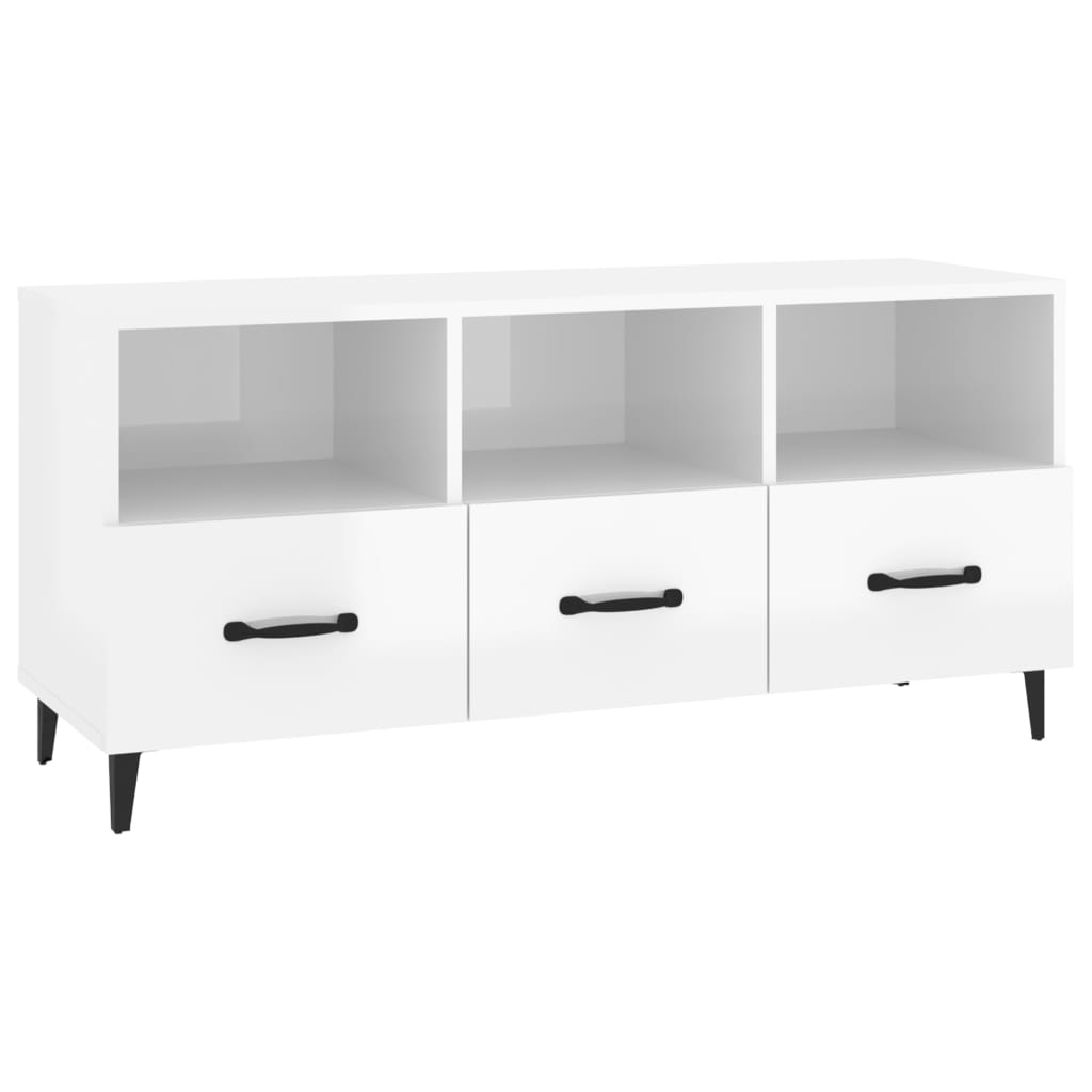 Mueble de TV madera blanco brillo 102x35x50 cm vidaXL