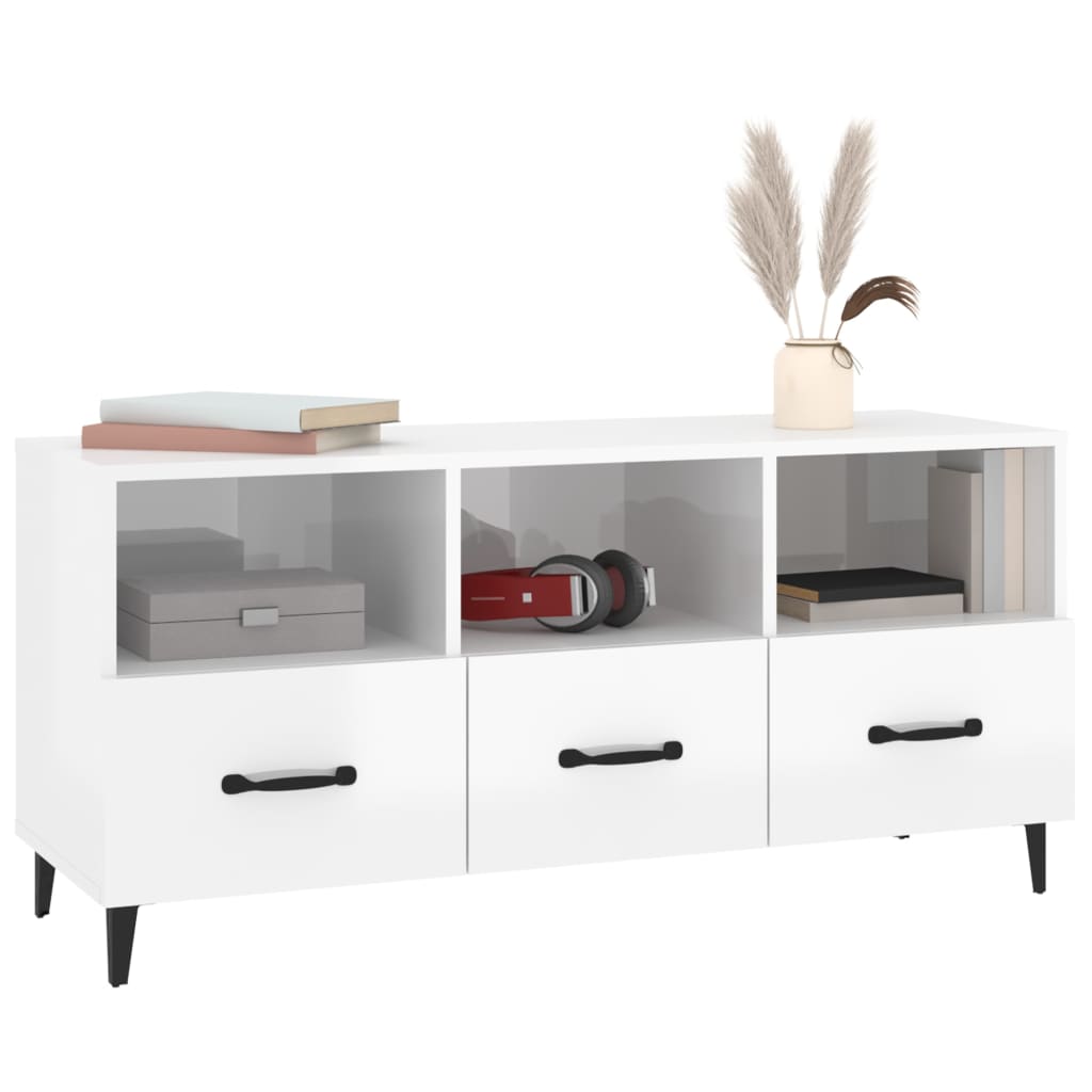 Mueble de TV madera blanco brillo 102x35x50 cm vidaXL