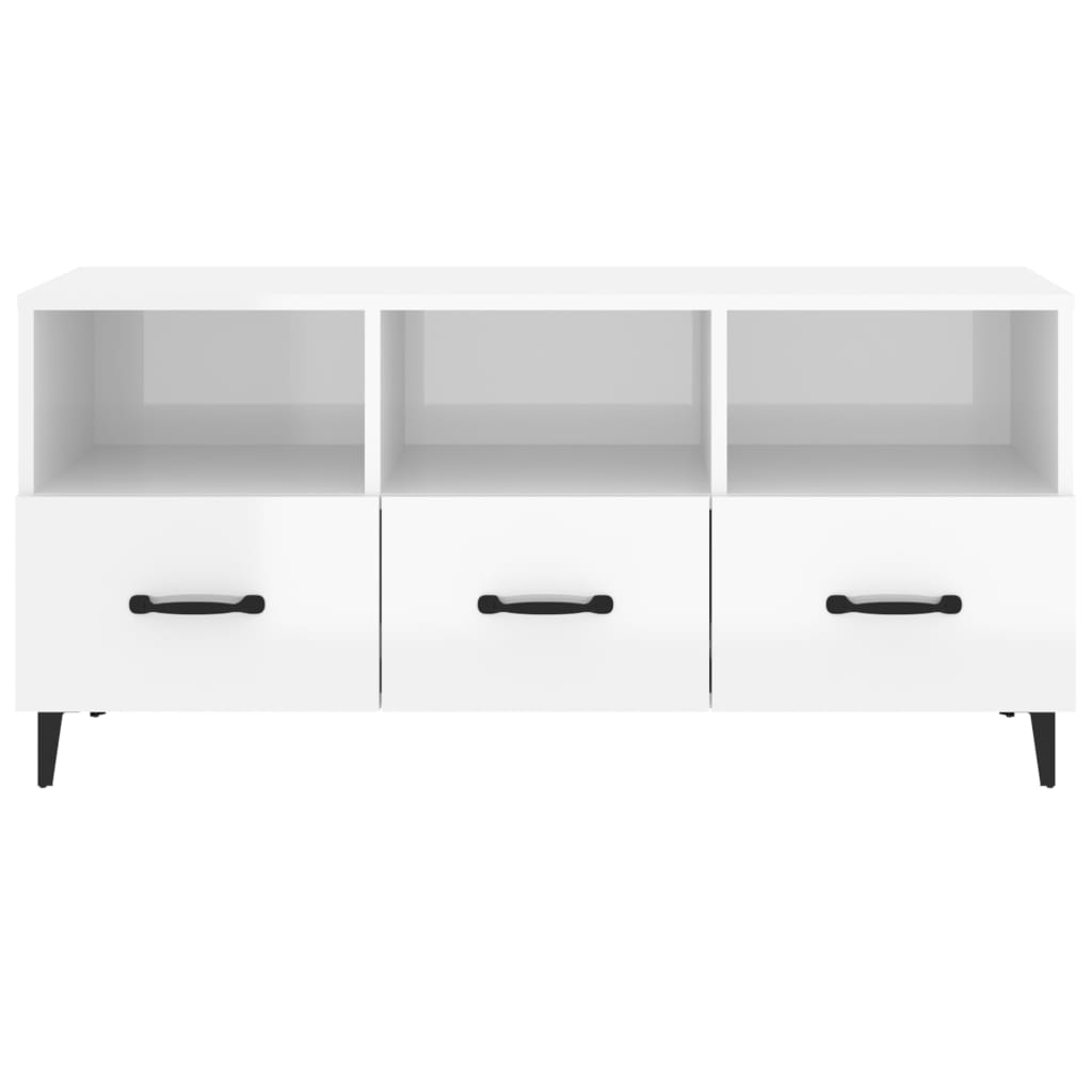 Mueble de TV madera blanco brillo 102x35x50 cm vidaXL