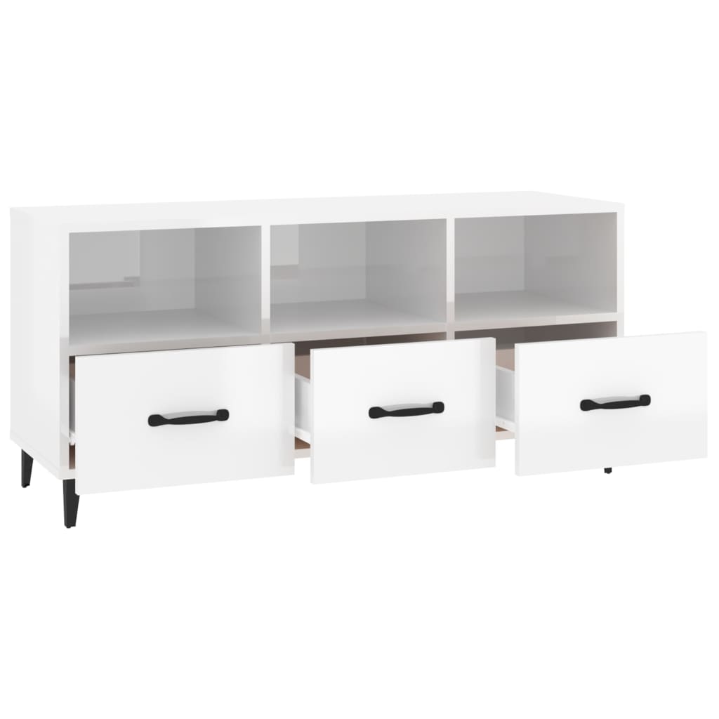 Mueble de TV madera blanco brillo 102x35x50 cm vidaXL