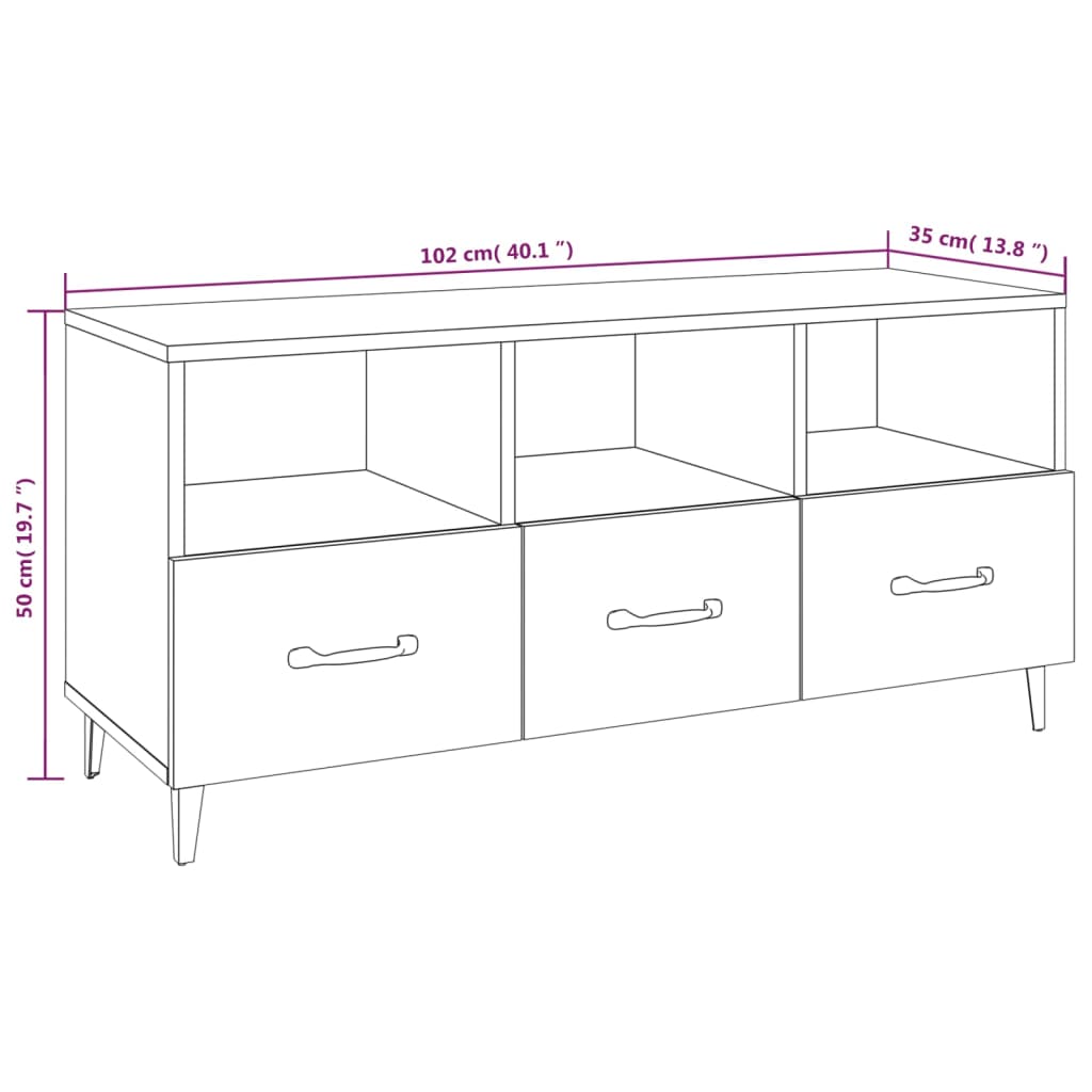 Mueble de TV madera blanco brillo 102x35x50 cm vidaXL