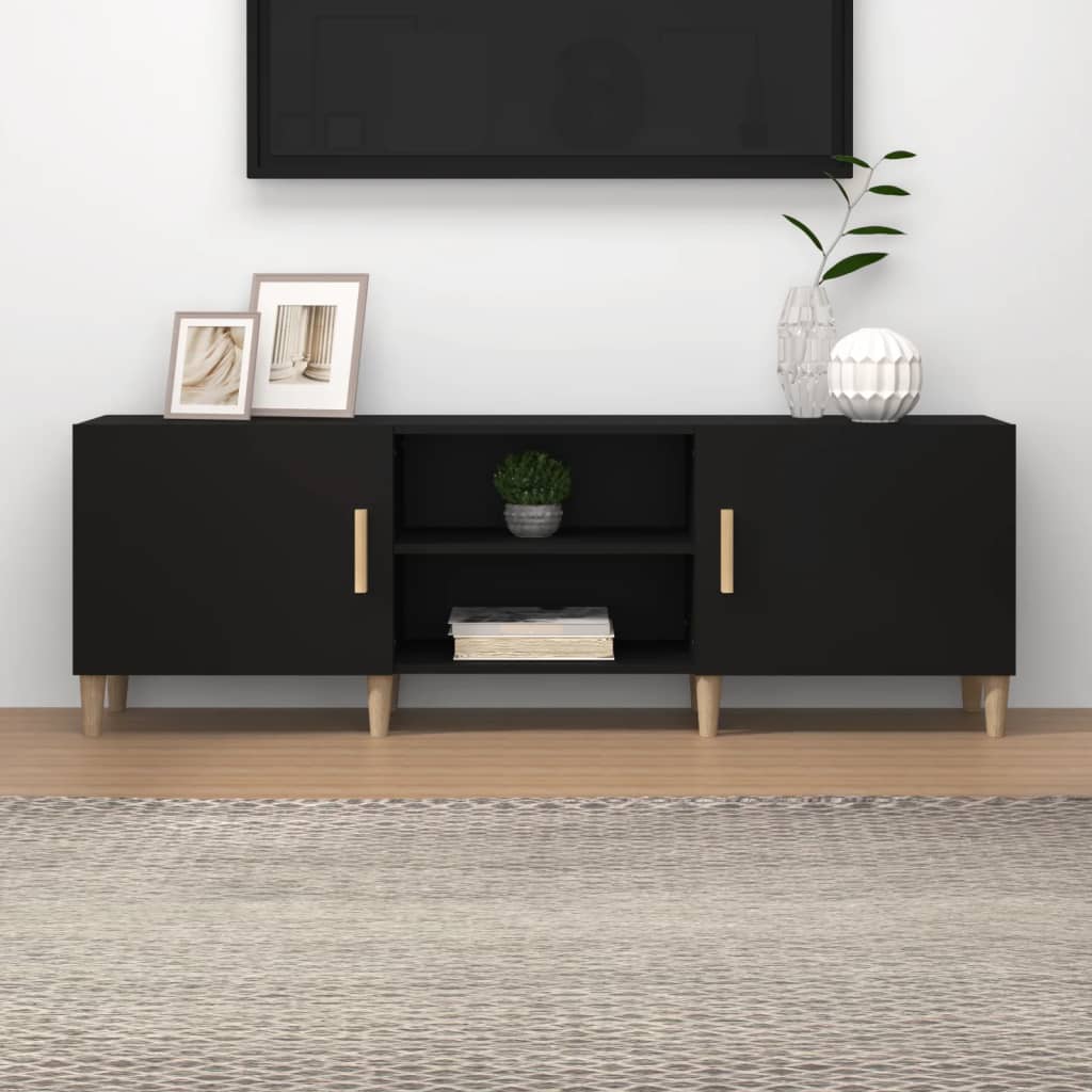 Vetonek Mueble para TV madera contrachapada negro 150x30x50 cm