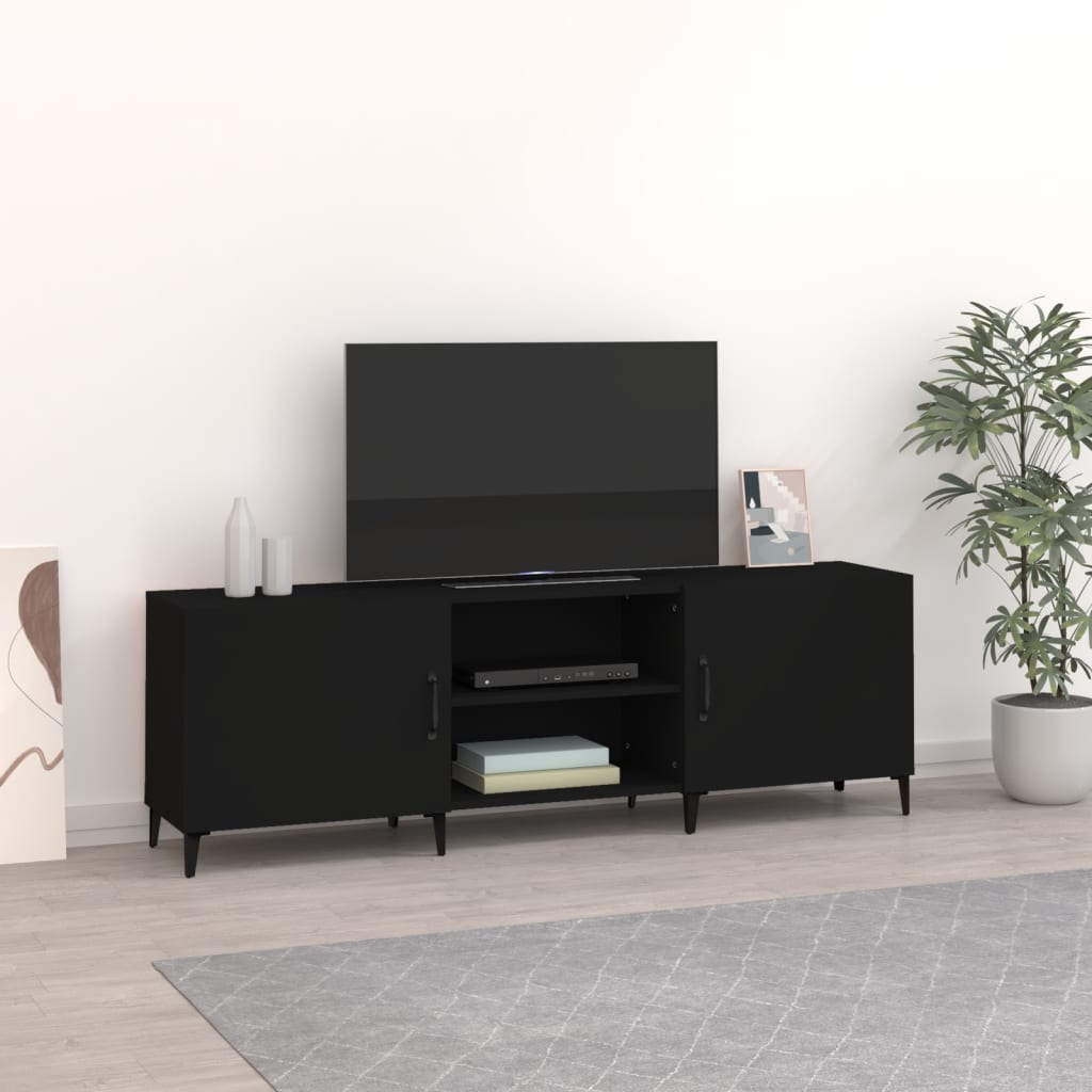 Vetonek Mueble para TV madera de ingeniería negro 150x30x50 cm