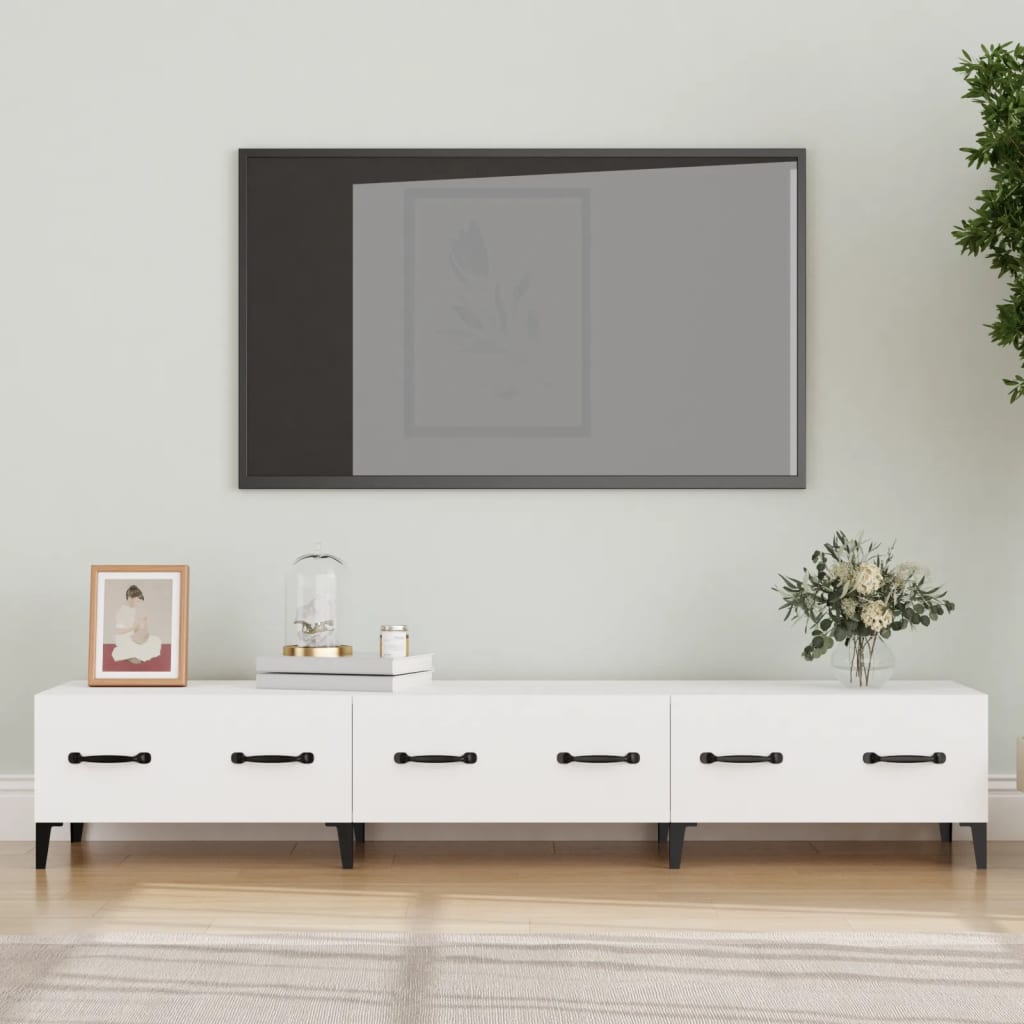 Vetonek Mueble de TV madera contrachapada blanco 150x34,5x30 cm